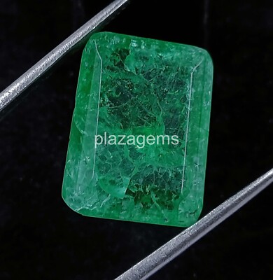 Emerald Cut Natural EGL Certified 13.80 Ct Heated Zambia Emerald Loose Gems 4NUK