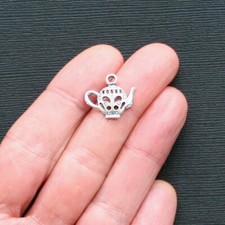 BULK 50 Teapot Charms Antique Silver Tone 2 Sided - SC2439
