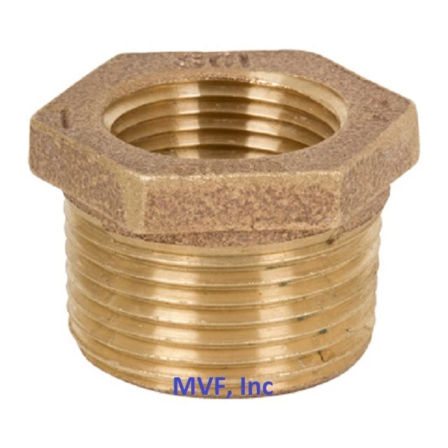 1" x 3/4" Lead-Free Brass Hex Reducer Bushing 125# Threaded NPT BR12060541 - Image 2 of 3