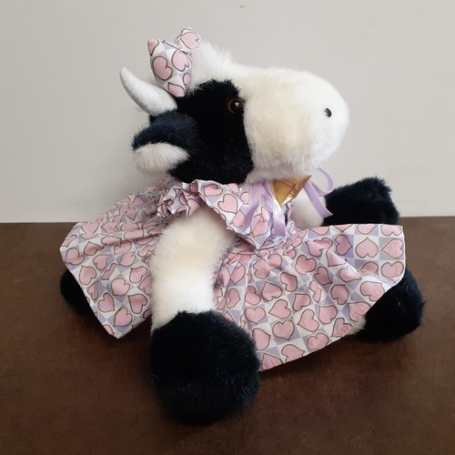 Joelson Industries 12" Plush B&W Cow 1994 Cow Girls Heart Dress - Picture 3 of 9