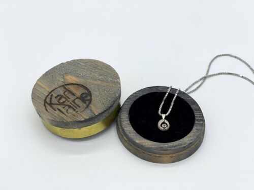 Karl Laine Silver Necklace in Original Box, Modernist Pendant with Quartz Stone - Photo 1/6