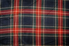 1 Yards Vintage Blue Red White Plaid Silky Flannel 41" X 58"