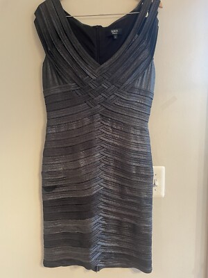 Tadashi Shoji Womens Sheath Knee Length Dress Gray Metallic Sz Large  Cocktail | eBay