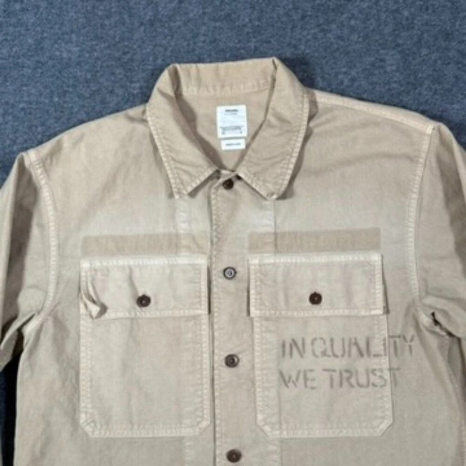 Camisa Visvim Para Hombres Cardwell LS Chaqueta Utilitaria Camionero Beige Talla 4 L/XL Japón Trabajo Foto 4 de 4