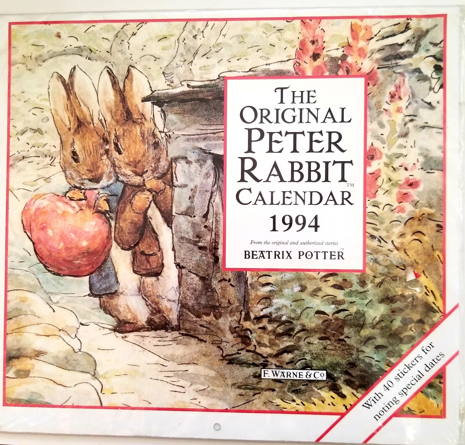Pest Rabbit Calendar NEW The Original Peter Rabbit Calendar 1994 w. 40 Bonus Stickers Sealed ...