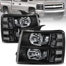 Pair Front Headlight Assembly For 2007-2013 Chevy Silverado 1500 2500hd 3500hd