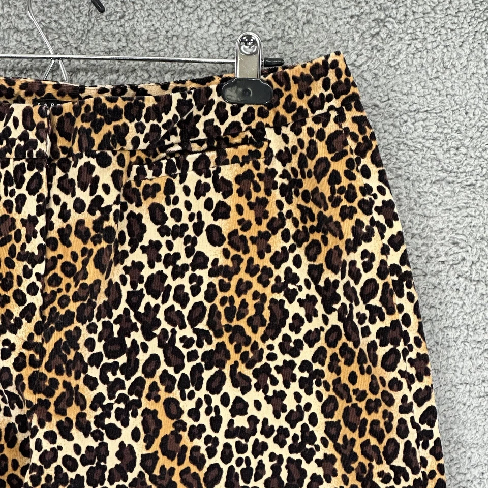 Larry Levine Cropped Pants Women 14 Brown Animal Print Wide Leg Pockets K14 - Imagem 4 de 4