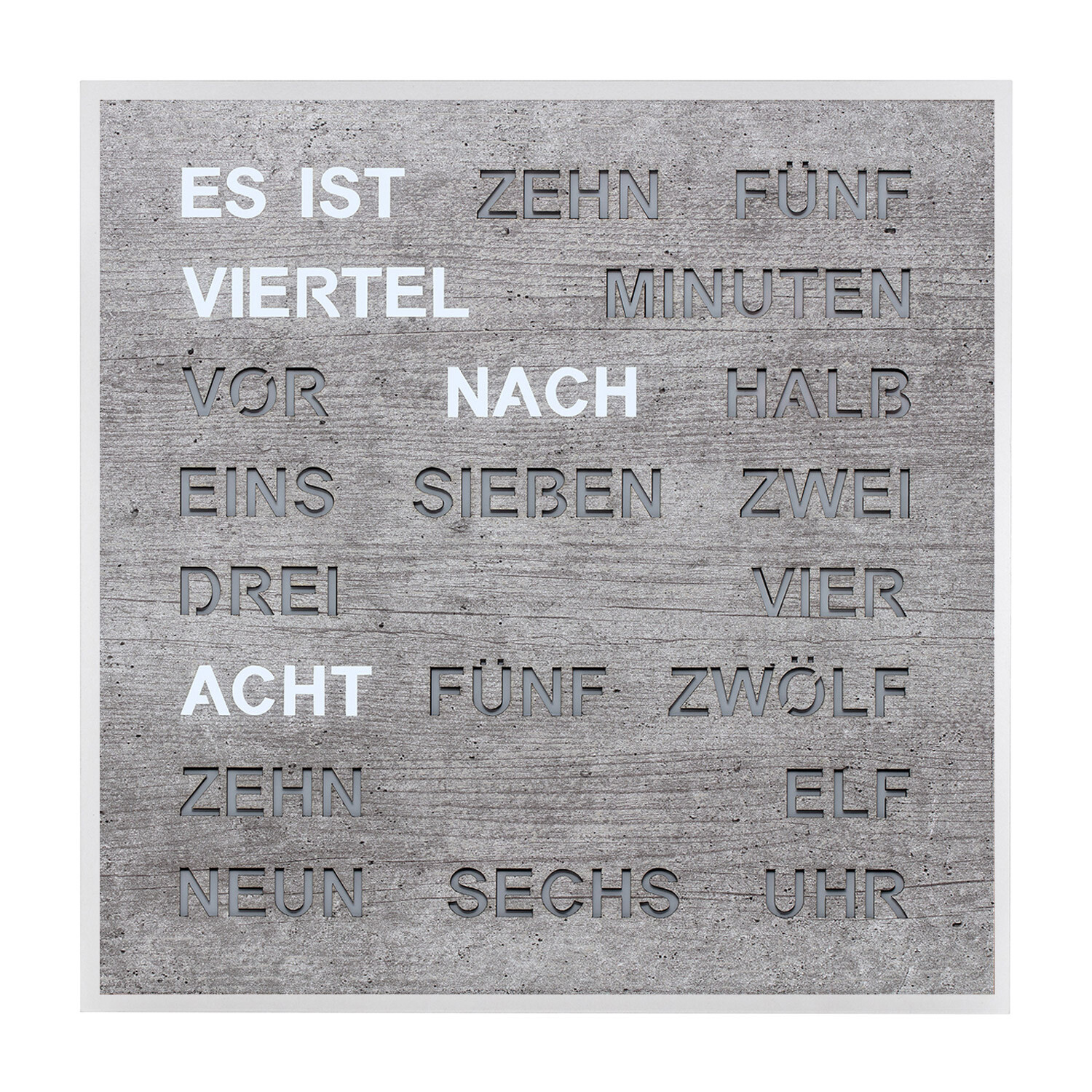 Цементный раствор FILIUS-Tischuhr Quadratische Wortuhr Betongrau 20 см 0400-7