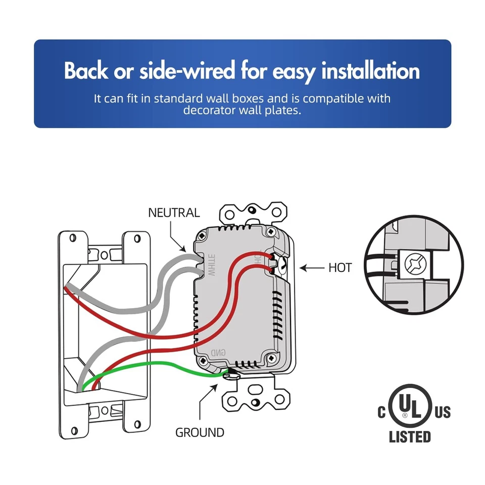 Salida USB C 4.8A Alta Velocidad, 24W 20 Amperios, Blanco, 125 V Resistente a Manipulaciones, Paquete de 10 Foto 4 de 4