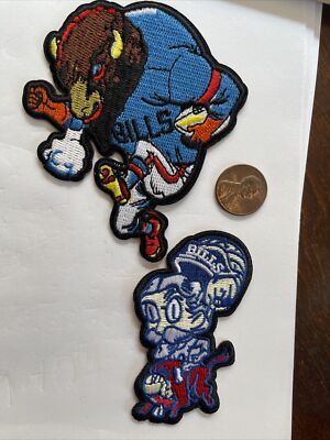 (2) Buffalo Bills RARE EMBROIDERED iron on Patches Patch Lot vintage 3.5  & 3 