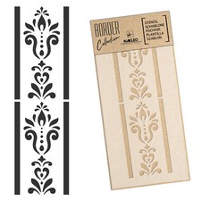 BORDER Reusable PLASTIC Wall STENCIL 8.3x17.7" or 17.7x37.4" DAMASK ORNAMENT 2