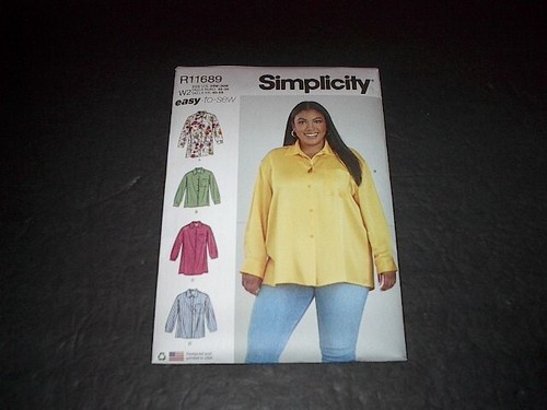 Simplicity Pattern 9708 Women's LS Button Front Shirt Four Styles 20W~28W Unc - 第 1/3 張圖片