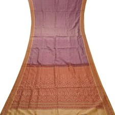 Namaste Vintage Purple Sarees 100 Pure Silk Woven Indian Sari 5YD Craft Fabric