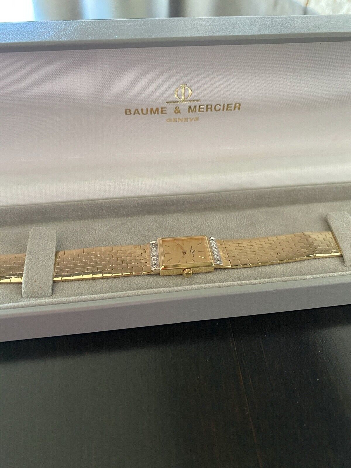 Baume Mercier Womens Gold Watch with Diamond Bezel