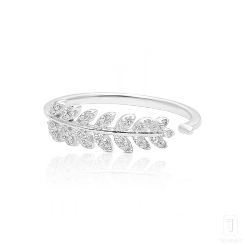 Offener Manschettenring 14 K Gold 0,13 kt VS/F-G Diamant Blatt-Design - The Jewelz - Bild 9 von 9