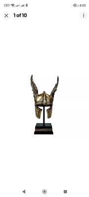 Norse Winged Helmet of Odin Cold Cast Bronze & Resin Black Statue Sculpture