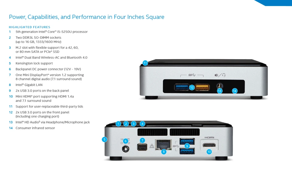 Intel NUC Core i5 2.70GHz 512GB PCIe SSD 8GB RAM NUC5i5RYK Mini Desktop Win10 PC - Image 4 of 4