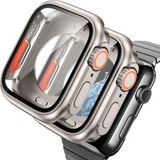 2Pack For Apple Watch Series 10/9/8/7/Ultra 2 Tempered Glass Screen PC Back Case