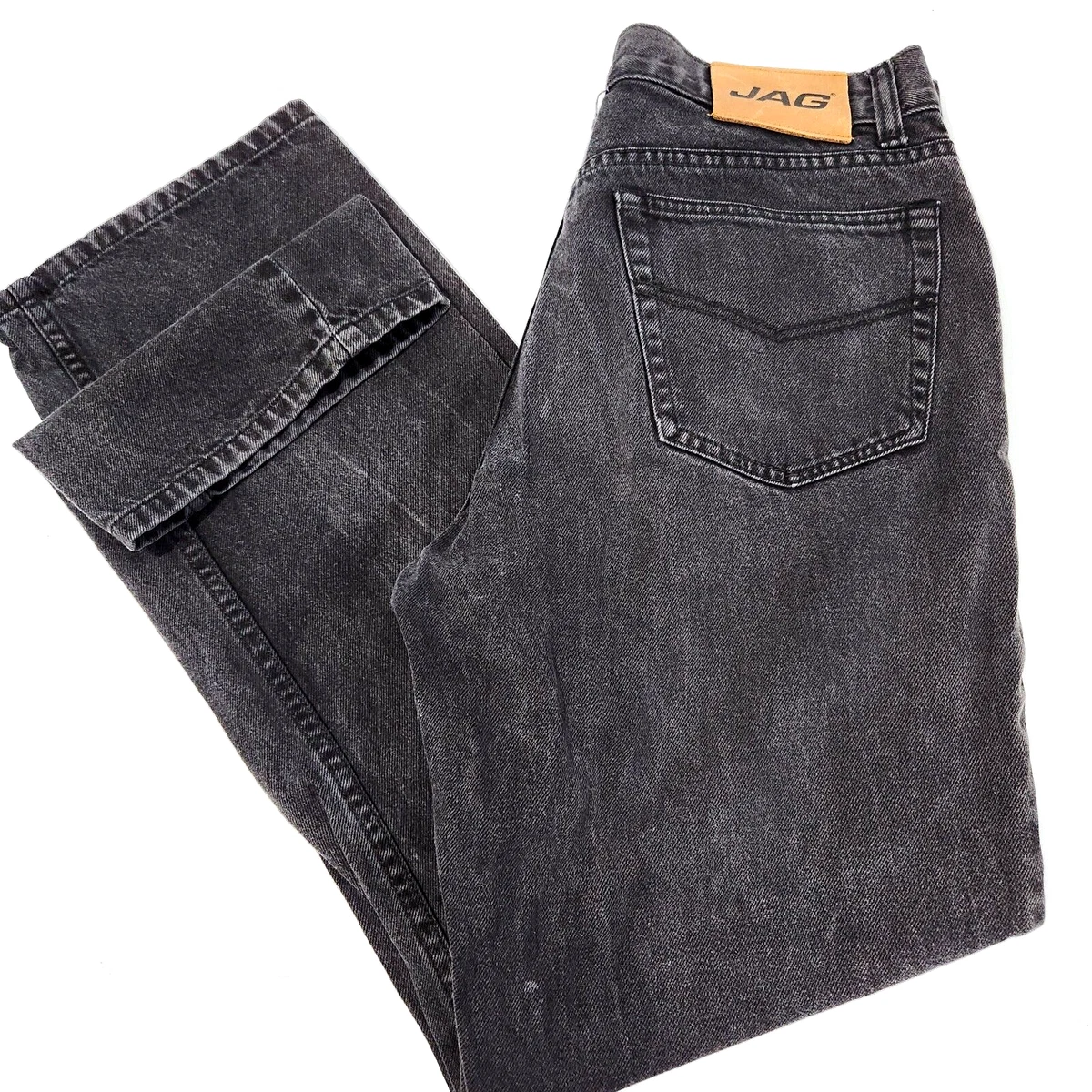 JAG Denim Jeans Mens Straight Cut Black Size 32 Soft Model J7605 Distressed