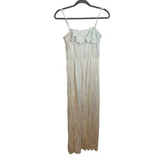 Doe & Rae White Floral Eyelet Maxi Dress Women's Size Small