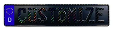 Custom Black European German License Plate with VALID Hologram 