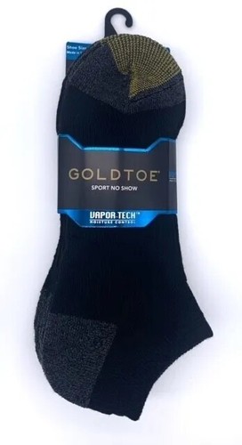 GOLDTOE® MEN's Sport No Show Black Socks 4 Pack "Cushion VAPOR-TECH "  NEW!!!! - Bild 1 von 7