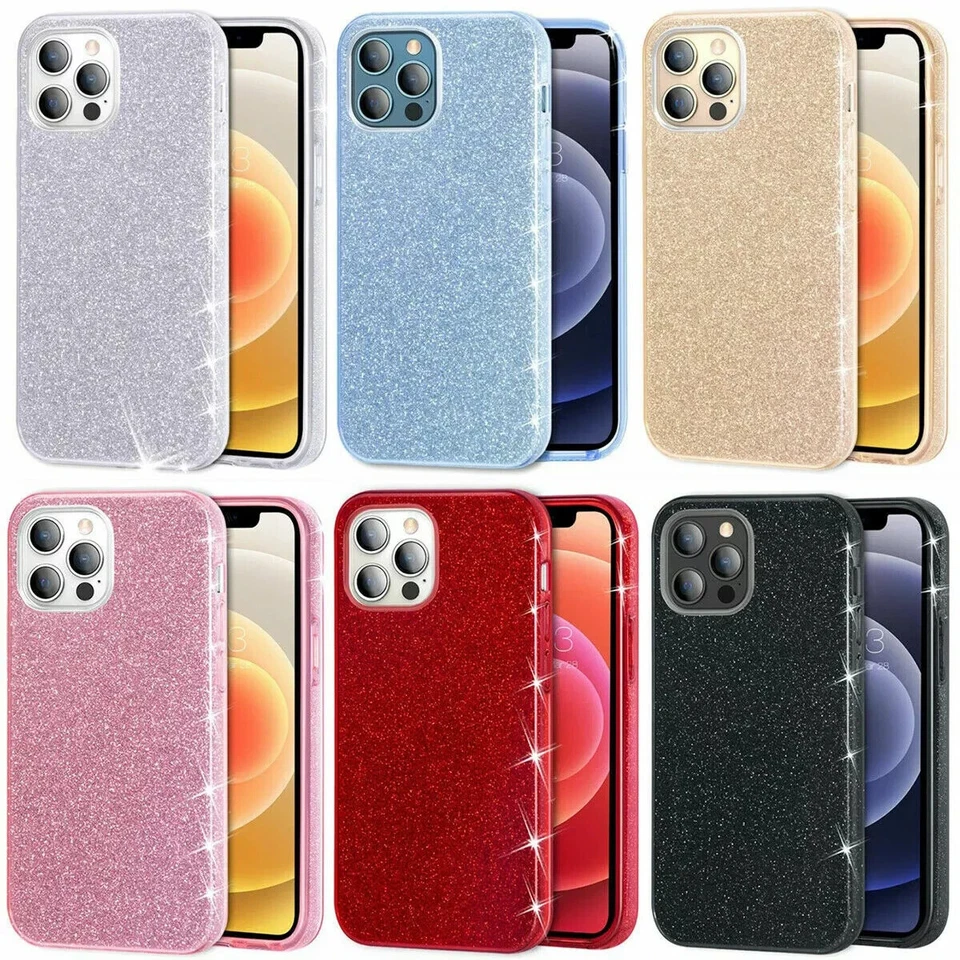Cover Glitter + Vetro per Apple iPhone 16 15 14 13 12 11 X Pro Mini Max Custodia - Immagine 3 di 4