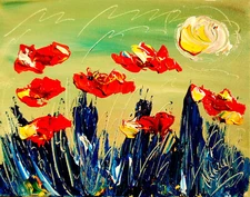 Red Poppies MARK KAZAV - ORIGINAL OIL PAINTING ABSTRACT MODERN ART  98R
