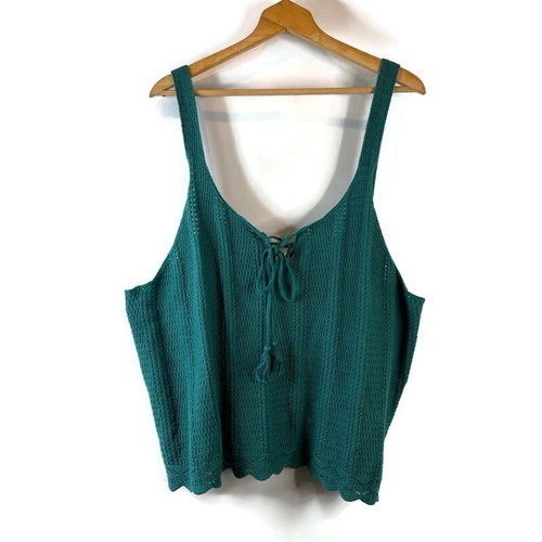 Old Navy Damen ärmelloses Top Größe 3X türkis Häkel Festival Boho kurz geschnitten