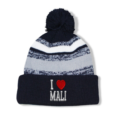 Vintage Pom Pom Beanie I Love Mali Winter Hats Skull Cap Hat for Men & Women