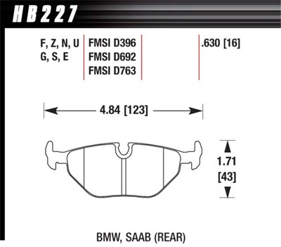 Hawk Performance HB227G.630 Für 92-95 BMW 325iS DTC-60 Rennen Hinten Bremsbeläge