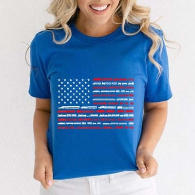 Train Railroad American Flag Vintage Locomotive Unisex T-Shirt