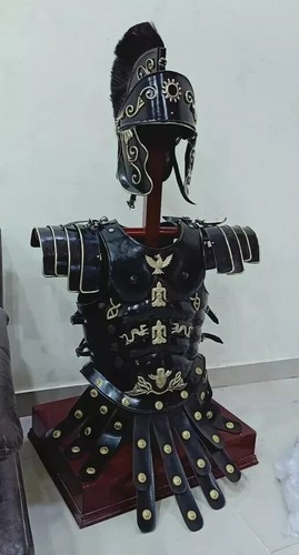 New Medieval Roman Centurion Armor Helmet With Armor Muscle Jacket Black Costume - Picture 13 of 13