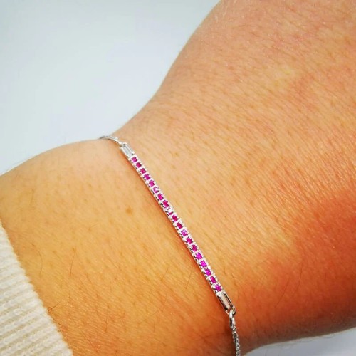 Bracciale tennis uomo con rubini oro bianco 18kt - Imagen 3 de 3