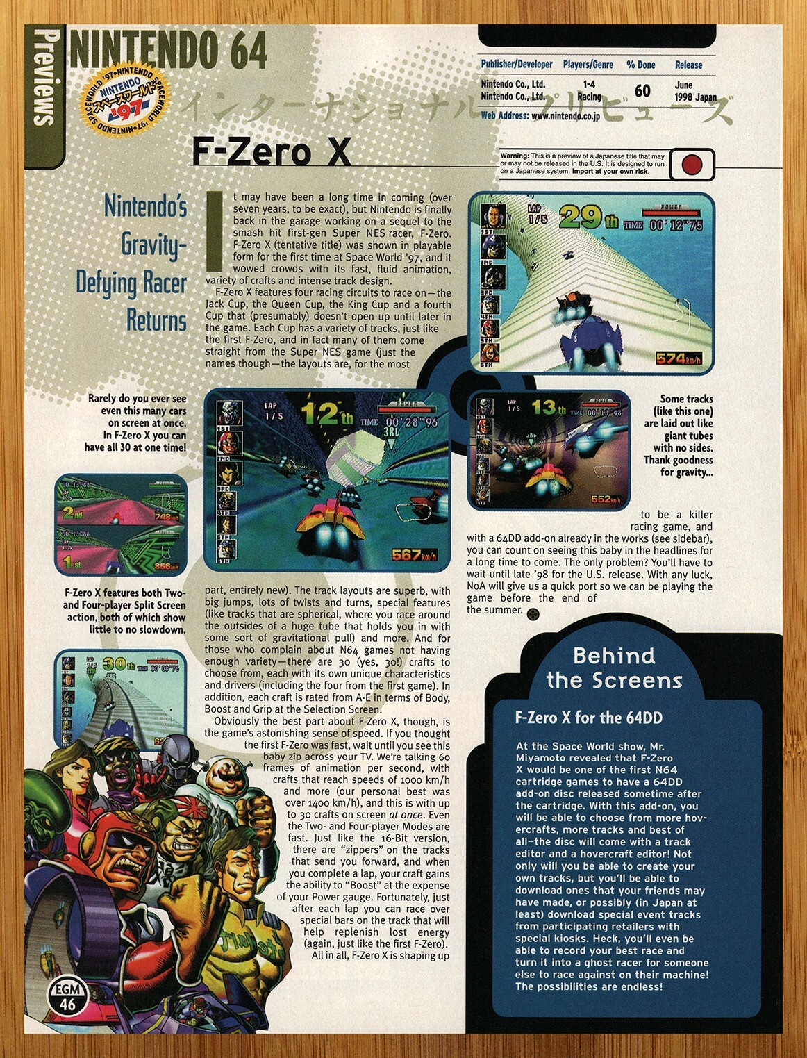 1999 F-Zero X Nintendo 64 N64 PREVIEW Print Ad/Poster Authentic