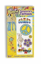 60's Themed Temporary Tattoos 6 Assorted Fun Groovy Non Toxic Tattoos 