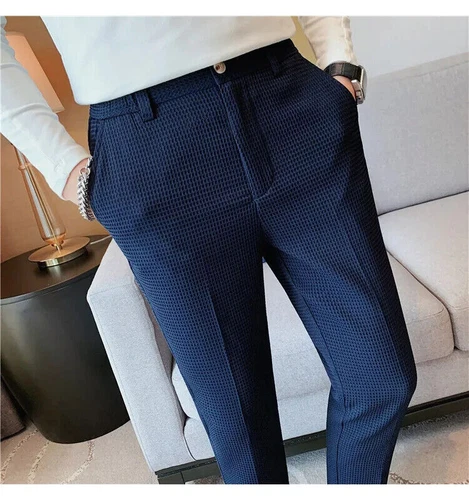 Business Casual Suit Pants For Men Clothing Fit Formal Wear Trousers 36 - Imagen 15 de 30