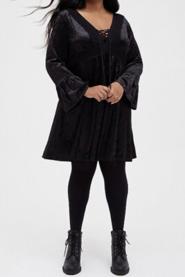 Torrid Women's Plus Size 3 3X 22-24 Skater Dress Lace Up Velvet Deep Black New | eBay Torrid Women's Plus Size 3 3X 22-24 Skater Dress Lace Up Velvet Deep Black New | eBay
