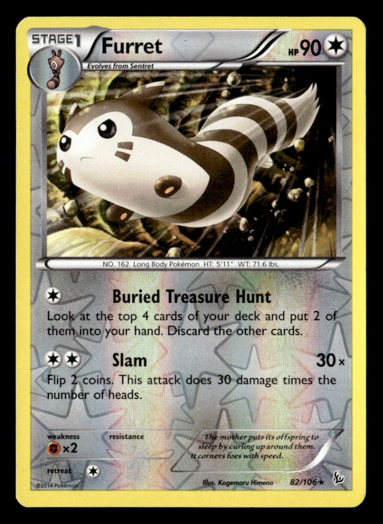 Furret Rare Reverse Holo XY - Flashfire 82/106 LP Pokémon TCG