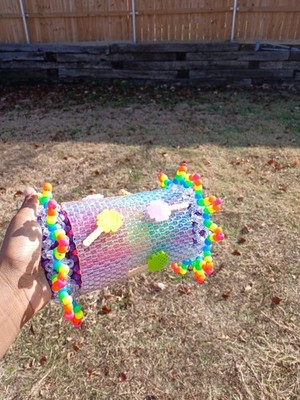 Advanced Handmade 3D Peyote Rotator Kandi Cuff   Rainbow to Clear   One of One 