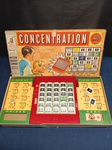 Vintage Concentration Board Game 1959 Milton Bradley 100% Complete