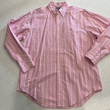 Polo Ralph Lauren Yarmouth L Button Down Shirt Men's 16 / 35 Pink Striped Cotton