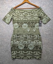 Guess Dress Women's XL Green Tanlee Off Shoulder Mini Bodycon Cocktail Boho Chic