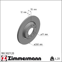 2X Zimmermann 180.3027.20 Bremsscheibe FüR Citroen Peugeot Opel C4 C4 Grand 308