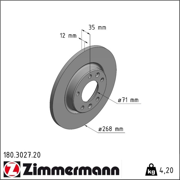 2X Zimmermann 180.3027.20 Bremsscheibe FüR Citroen Peugeot Opel C4 C4 Grand 308-image