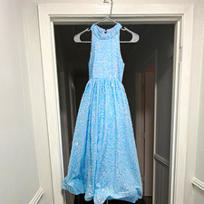 Tiny Tulle Girls Blue Sequin Tulle Sleeveless Formal Dress Flower Girl 6