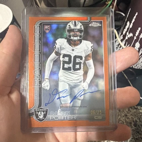 Topps 2025 Chrome Darien Porter Rookie Autographs Auto Orange /25 Raiders RA-DP