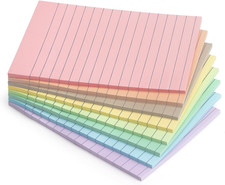 Premium 4x6 Lined Sticky Notes, 8-Pack, Reusable Self-Adhesive Notepads