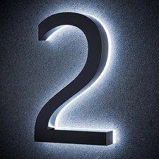 LLtronation 9 Inch Backlit House Numbers for Outside, Stainless Steel, LED