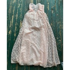 My Michelle Pink Strapless Lace Sequin Formal Prom Gown Dress Size 5